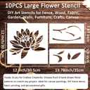 2 x Large Flower Stencils Set, 12 x 12 Inch, 10 Pieces, DIY Art Templates for Walls, Wood, Fabric, Garden