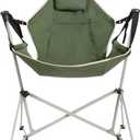 Camping Rocking Chair Foldable Chair Lawn Chairs 250LBS Capacity 300LBS Capacity with Adjustable Back Seat Carry Bag Compact Design for Camp Beach Picnic, Set of 2 (Green)