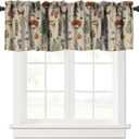 Mushroom Window Valance,Vintage Woodland Vanilla Print Decorative Curtains Valance for Bedroom Kitchen Cafe,Brown 54x18in