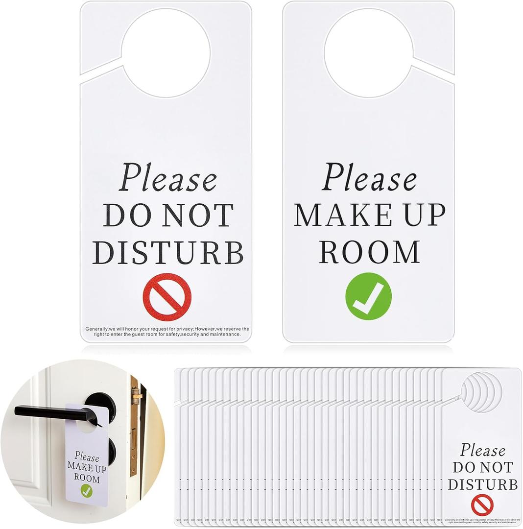 100 Pcs Door Hanger Sign Bulk 3''x 6'' Please Make up Room Please Do Not Disturb Door Knob Hanger Thick PVC Material Frosted Design for Hotel Office Clinic Dorm Session