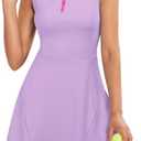 Tennis Dress for Women Golf Dress with Built in Shorts and Pockets Sleeveless Zipper Workout Athletic Dresses (Small, Z-light Purple)