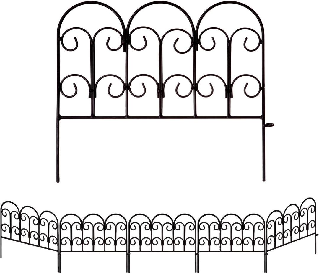 Garden Edging Border Decorative Fences Panel 18" W x 16" H 5 Pack for Flower Bed Edging Rustproof Dog Animal Barrier Fencing for Yard Metal Black