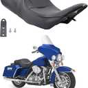 Motorcycle Complete Seat Cushion Pad for Harley Touring Electra Glide 1997-2007 Standard/Classic/Ultra Classic, Leather Passenger Driver Two-Up One-Piece Seat for Road Glide 1998-2007