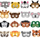 Blulu 16 Pcs Safari Animal Masks Jungle Zoo Animals Cartoon Masks for Woodland Animal Theme Birthday Party Decorations