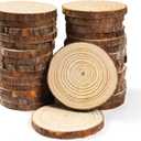 50 Pack Natural Wood Slices 3.5-4 Inches, Unfinished Wood Circles with Bark Edge, Rustic Wood Rounds for Crafts, Coasters, Centerpieces & Home Decor