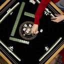 Mahjong Mat, Non-Slip Noise Reducing Game Mat, 31.5 Inch Mahjong Table Mat,Mahjong Mat with Cloth Bag and Carton Storage,Suitable for Mahjong, Dominoes, Solitaire and Other Games. (Black)
