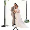 Heavy Duty Backdrop Stand, Pipe and Drape Backdrop Stand Kit, Adjustable Metal Frame, Background Stand Backdrop for Wedding Birthday Party Decorations 8.9x10ft-Black