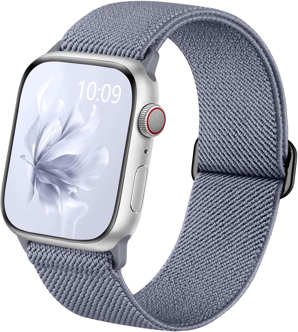 Wepro Stretchy Solo Loop, Compatible with Apple Watch Band 38mm 40mm 41mm 42mm 44mm 45mm 46mm 49mm for Women Men, Soft Nylon Elastic Breathable Strap for iWatch Series SE 10 9 8 7 6 5 4 3 2 1 Ultra (Blue Grey)