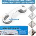 Shower Handle 1 Pack Grab Bars for Bathtubs & Showers, 12 inch Grab Bars for Bathroom with Strong Hold Suction Cup, Balance Bar Safety Hand Rail for Injury, Senior, Elderly Grey