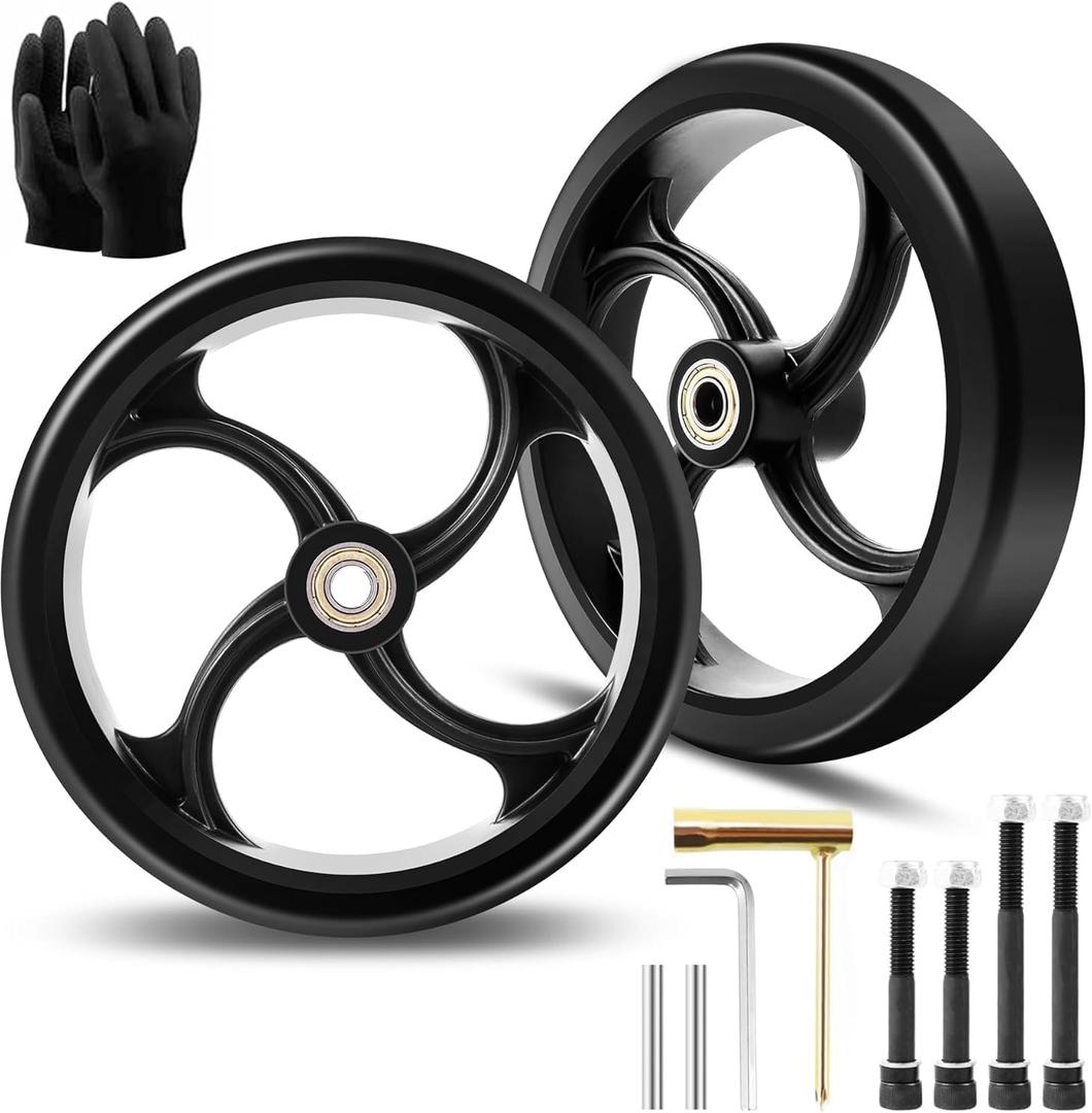 2 PCS 7-Inch Walker Replacement Wheelchair Wheels - Eco-Friendly Rubber Material, Wear-Resistant PU Tires, Anti-Slip, Durable ABS Wheels (7-Inch 2 PCS)