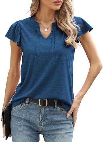 Womens Summer Tank Tops V Neck Waffle Knit Sleeveless Tunic Casual Loose Fit Blouses Shirt Clothes, XL