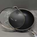 DOTCLAD Wok pan,Hybrid 13 inch Wok with Lid, PFOA Free Cookware,non stick Stainless Steel Woks & Stir-fry pans Nonstick, Dishwasher and Oven Safe, Works on Induction
