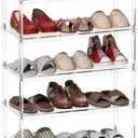 Aquiver 5-Tier Acrylic Shoe Rack - Clear Shoe Rack Organizer - Modern Shoe Storage Shelf, Holds 15-18 Pairs of Shoes for Entryway, Closet - 25.6'' L x 11.8'' W x 36.4'' H, Easy Assembly & Clean