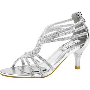 SheSole Women's Low Heel Dance Wedding Sandals Strappy Dress Shoes Silver Gold Heel (9.5) SheSole Women's Low Heel Dance Wedding Sandals Strappy Dress Shoes Silver Gold Heel (9.5)
