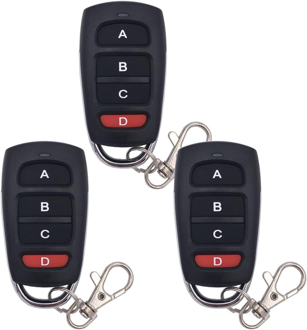 DieseRC 3pcs 433.92Mhz Fixed Code Clone Remote Control Keychain RF Transmitter Only for Fixed Code Remote Control, Not for Rolling Code (KT16C)