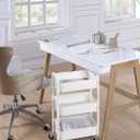 SunnyPoint 3-Tier Delicate Compact Rolling Metal Storage Organizer - Mobile Utility Cart Kitchen/Under Desk Cart with Caster Wheels - WHT (15.35" X 10.24" X 26.8"H)