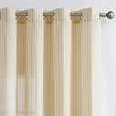 Jinchan Linen Curtains for Living Room and Bedroom - Beige Striped Ticking Pattern, Light Filtering Pinstripe Window Treatment, 2 Panels, 63 Inches Long