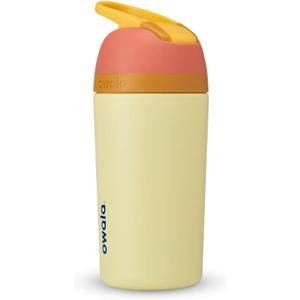 Owala Kids Flip Insulated Stainless-Steel Water Bottle with Straw and Locking Lid, 14-Ounce, Orange/Yellow (Misty Horizon)