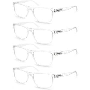 Large Reading Glasses Mens Oversized Wide Readers 1.50 Lightweight Clear Magnifying Cheaters for Men W/Big Head 4 Pack