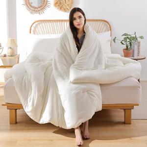 All Season Bedding Soft Lightweight Bedspread Cozy Blanket Quilt, King Size Comforter 104"x90" (White Ivory)