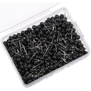 500 Pack Map Push Pins Bulk 1/8 Inch Black Map Tacks Traveling Bulletin Board Supplies Small Round Head Push Pins Thumb Tacks for Travel Picture Photo Wall DIY Craft Home School Office