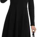 Long Sleeve Dress for Women Turtleneck Ribbed Knit A-Line Flowy Casual Elegant Fall Winter Fashion Short Dresses, Size: X-Large