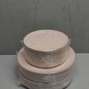 PULOTE 100PCS Pink Plastic Plates - Heavy Duty Pink and Gold Disposable Plates for Party, Wedding & Mothers Day, Include 50 Dinner Plates and 50 Dessert Plates