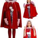 Seaehey Cindy Lou Who Costume Kids Cosplay Cloak Dress Pants Gloves Cape Toddler Outfit Cindy Lou Halloween Costume for Girls. Size 110
