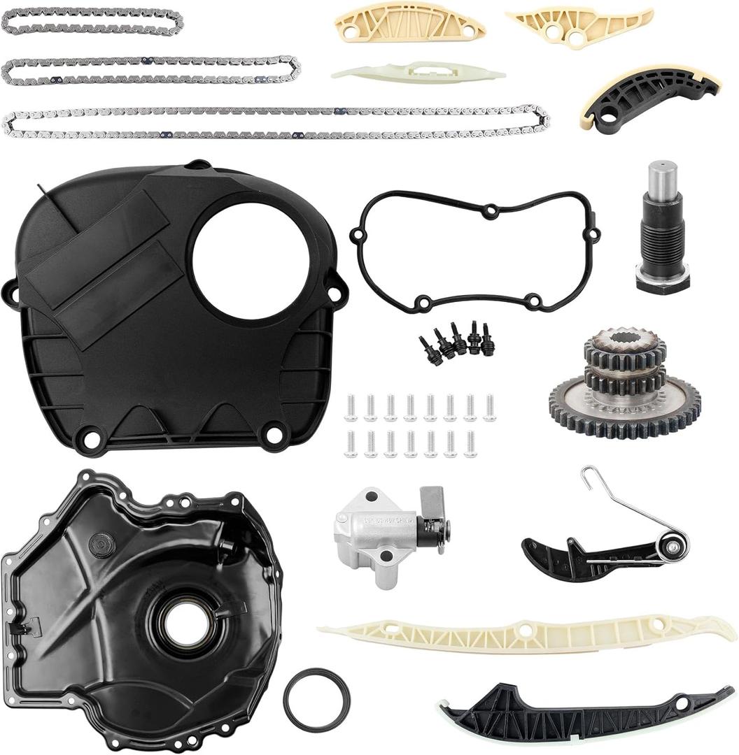 1.8T 2.0T EA888 Engine Timing Chain Set With Upper Front Timing Cover, Compatible with 2009-2017 Audi Q5 A4 S4 TT A3 A6 2006-2017 Volkswagen Jetta Golf Passat, Replace# 06H103269H 06H109210AG