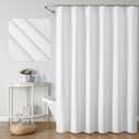 OWENIE White Shower Curtain for Bathroom 78 Inches Long, 3D Embossed Textured Fabric Farmhouse Shower Curtain Soft Cloth, Water Repellent, Machine Washable, Hotel Style, 72" W x 78" L, White