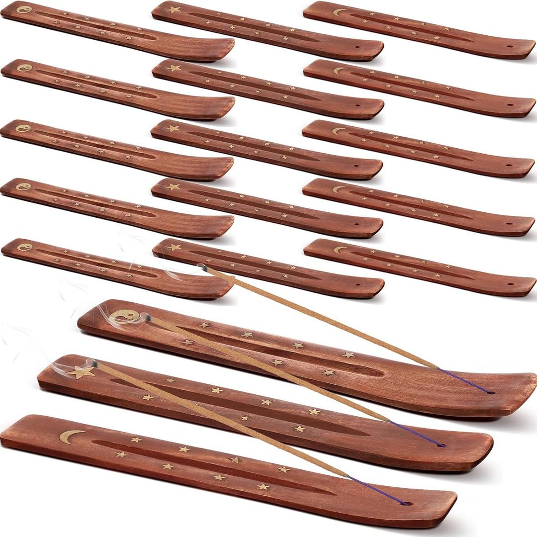 Maxcheck 30 Pcs Wooden Incense Holder for Sticks Sandalwood Incense Sticks Holder Incense Burner Ash Catcher 10 Inch Handmade Inscent Tray for Home Decor Meditation Aromatherapy Yoga, 3 Styles