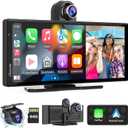 Carpuride W903 Wireless Carplay & Android Auto with Dash Cam - 9.3" HD IPS Touch Car Play Screen for Car, 4K Front & 1080P Rear Camera, Loop Recording, Bluetooth Audio, Mirror Link, GPS, Siri