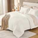Andency Ivory Queen Size Comforter Set, 3 Pieces Cream Boho Solid Bedding Sets, Modern Reversible Soft Lightweight All Season Bed Set for Men Women (90x90Inch Comforter & 2 Pillowcases)