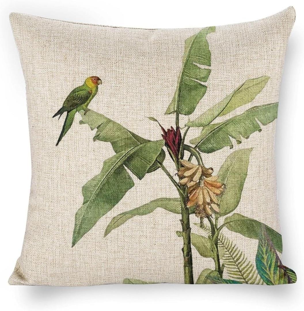 Pillow Covers 18 x 18 Bird Outdoor Pillowcases Square Linen Cushion Covers for Sofa Couch Bed Chair Home Decoration