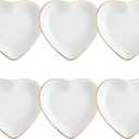 Shappy 6 Pcs White Ceramic Jewelry Tray 4.5 in Ring Holder Trinket Dish for Christmas Friendship Wedding Birthday Gifts(Heart)