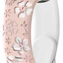 Floral Engraved Band Compatible with Apple Watch Band Women 40mm 38mm 41mm 42mm 44mm 45mm 46mm 49mm, Soft Silicone Two-Tone Flower Sport Strap for iWatch Series 10 9 8 7 6 5 4 3 2 1 SE Ultra (Sandpink/White)
