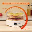 Small Food Dehydrator Dryer - Dehydrator for Healthy Food, Meat, Jerky, Fruit, Vegetable, Mushroom and Herb, 280W, 158F, Mini Dryer with 5 BPA-Free Drying Racks and Slide Out Tray, White, Model 704M