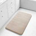 Yimobra Large Bath Mat 37"x24", Super Soft Quick Dry Memory Foam Bathroom Rug, Water Absorbent, Non Slip Backing Machine Washable for Tub Shower, Thick Comfort Support, Beige