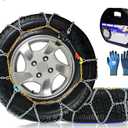 Snow-Chains Auto Fixing 1 Min Quick Fit Easy Installation Tire-Chains, Portable Reusable Universal Emergency Tire Traction Chain for Passenger Car, Pickup Trucks and SUV - Set of 2
