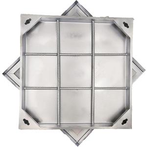24x24 Invisible Stainless Steel Manhole Cover and Frame for 18" Corrugated Pipe, B-Class 28100 lbs Square Driveway Septic Tank Lid with Base, Metal Inspection Well Cover (True 21.6" ISL)