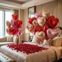 18 Inch Red & Pink & Champagne Gold Heart Balloons, 30 Pcs Heart Shaped Foil Balloons for Valentines Day, Wedding, Birthday - 10 Red, 10 Pink, 10 Champagne Gold Balloons set- Support Helium