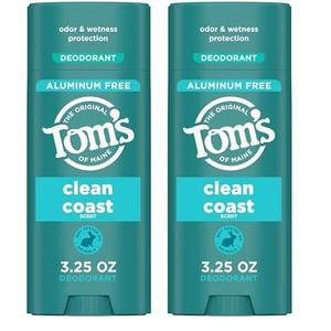 Tom's of Maine Mountain Spring Natural Deodorant for Men and Women, Aluminum Free, 3.25 oz (3.25 Ounce (Pack of 2)