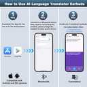 AI Real-Time Translation Earbuds,Wireless Earbuds,144 Languages Ear Buds,Two-Way Translator Earbuds,Bluetooth Headphones, Ear pods Wireless,HD Sound Translating Earbuds for Travel, Business-Skin-col