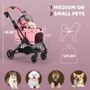 All-Terrain Dog Stroller for Small to Medium Dogs, Pet Stroller for Dogs & Cats Outdoor Walks, One-Hand Easy Fold, Double-Layer Anti-UV & Waterproof Canopy & Breathable Mesh, Sakura Pink