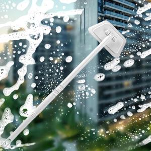 Tub Tile Scrubber Cleaning Brush, Sponge on a Stick for Cleaning Adjustable Long Handled Scrub Brush with 21.7'' Handle for Cleaning Shower Bathroom Vessel Sinks Toilet Wall Floor White