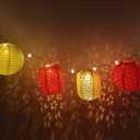 12Pack Paper Lanterns Chinese Japanese Hanging Paper Lanterns with LED Lights Sticks Tassels 8Inch Round for Chinese Lunar New Year Decorations 2026 Spring Festival Valentines Wedding Party Decor