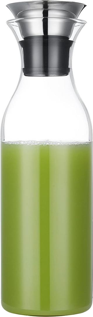 Karafu 50 Ounces/1.5 Liter Glass Carafe with Lid, Borosilicate Glass Pitcher for Hot/Cold Water, Ice Tea and Juice Beverage