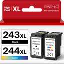 243 244 XL Ink Cartridge Compatible for Canon Ink 245 246XL PG-243 CL-244XL for Pixma TS3420 TR4520 TR4522 TS3120 MX490 MX492 MG2520 Printers (Black, Tri-Color, 2 Pack)