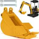 200mm/7.9'' Mini Excavator Bucket, Yellow Narrow Trench Bucket, Fit for Below 3 Tons Mini Excavator Attachment w/Pins*2#Replace Small Digger Micro Excavator Trenching Backhoe