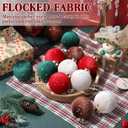 Liliful 12 Pcs 4 Color Velvet Christmas Balls and Stars 3.15 Inch Flocked Christmas Tree Ball Ornaments Plastic Ball Decorations with Gift Box for Xmas Tree, Party, Holiday, Wedding